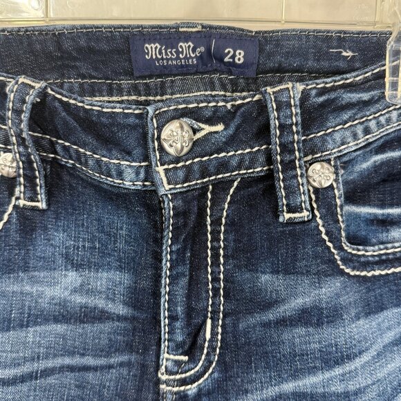 Miss Me Jeans Womens 28 Blue Denim Hailey Skinny Embroidered Back Pocket - Picture 3 of 8